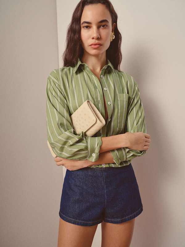 Chemise oversize Eli - Green Bean Stripe