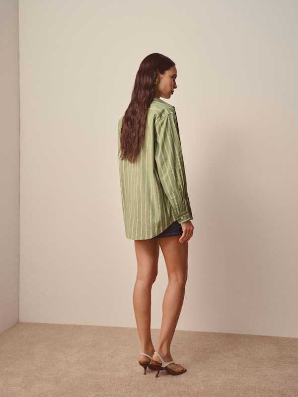 Chemise oversize Eli - Green Bean Stripe