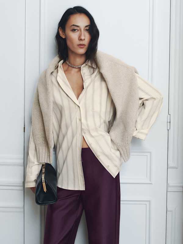 Eli Oversized Shirt - Heron Stripe