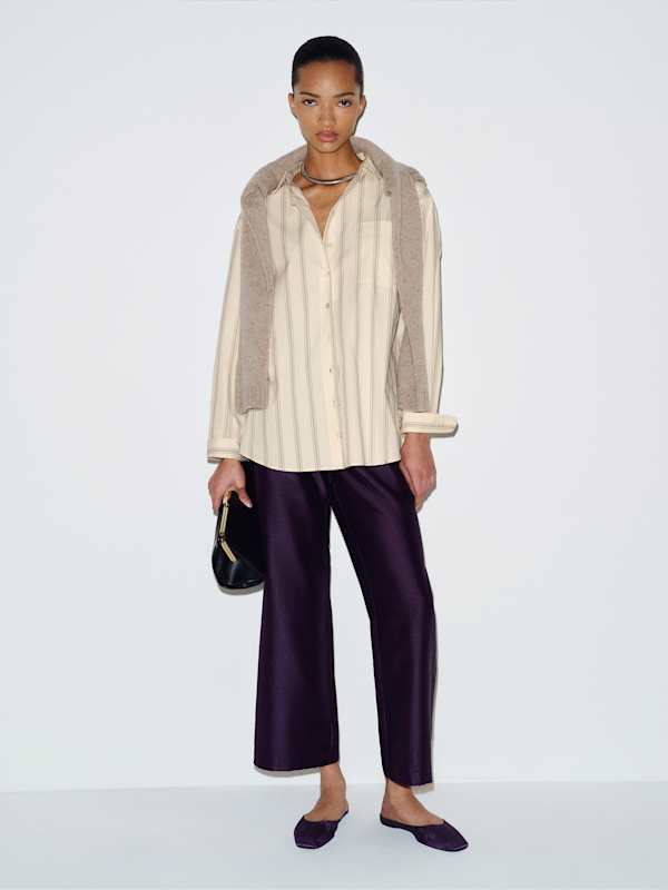 Eli Oversized Shirt - Heron Stripe