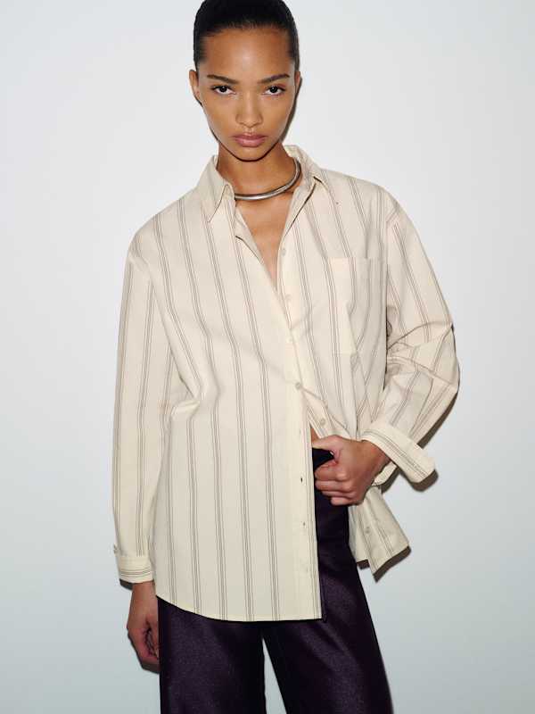 Eli Oversized Shirt - Heron Stripe