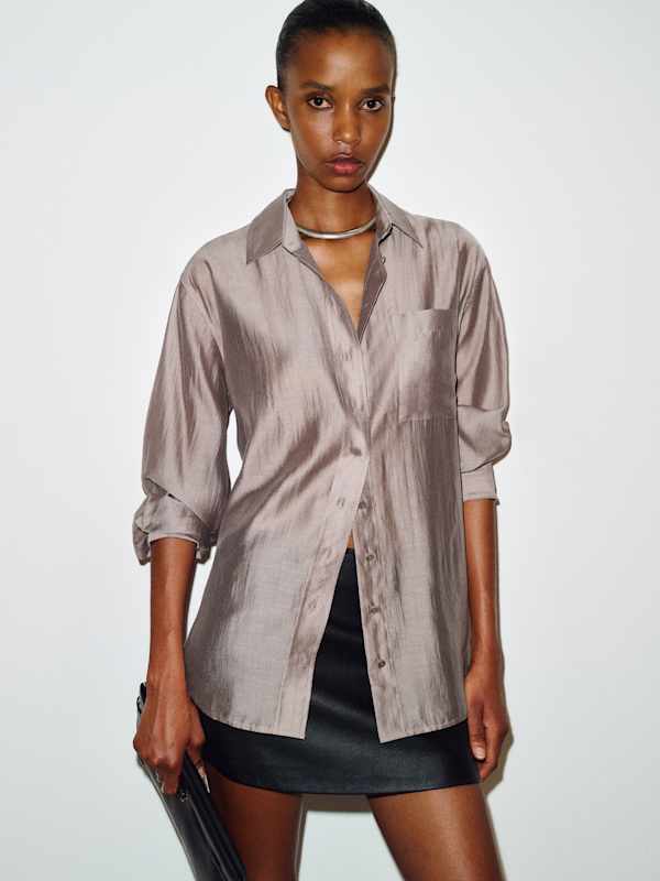 Eli Oversized Shirt - Sheer Grey