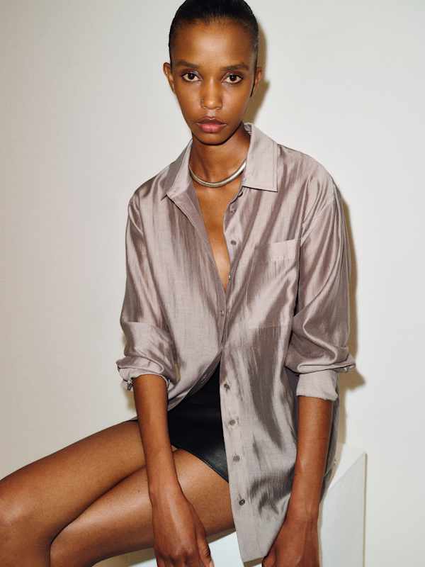 Eli Oversized Shirt - Sheer Grey