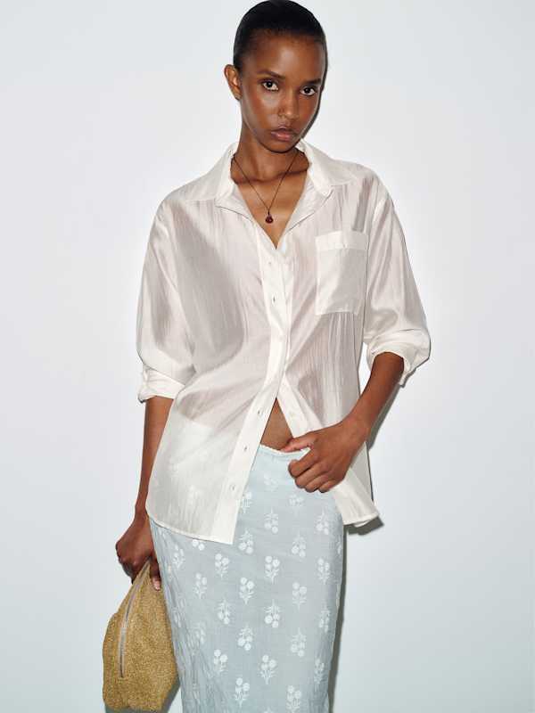 Eli Oversized Shirt - Sheer Ivory