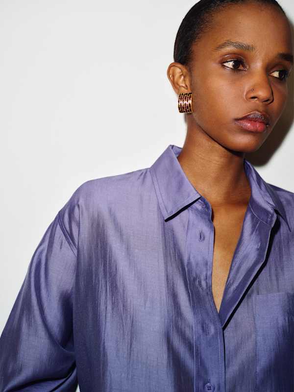 Eli Oversized Shirt - Sheer Purple
