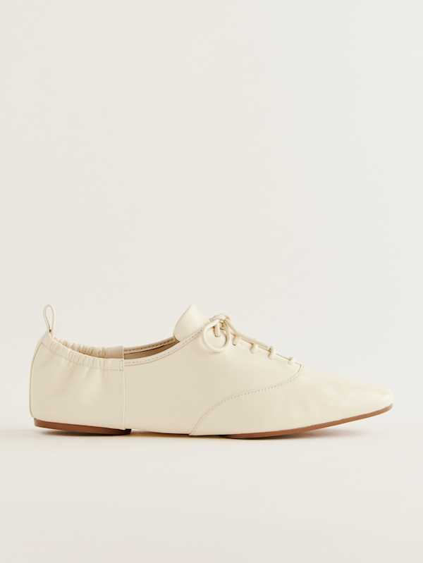 Richelieu &agrave; lacets Marie - Cuir chou &agrave; la cr&egrave;me