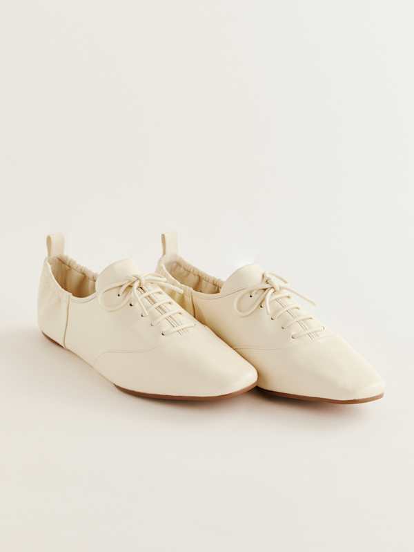 Richelieu &agrave; lacets Marie - Cuir chou &agrave; la cr&egrave;me