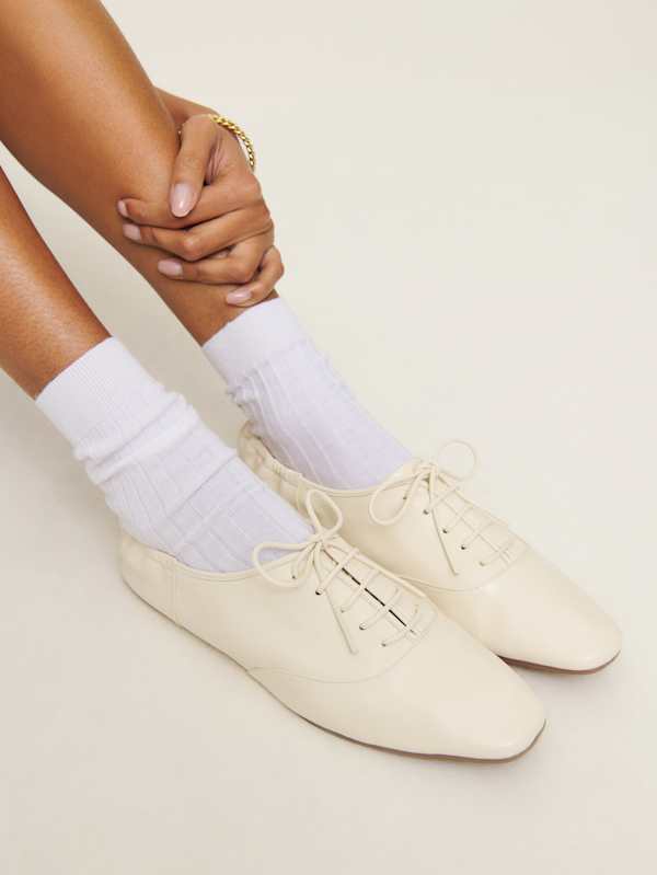 Richelieu &agrave; lacets Marie - Cuir chou &agrave; la cr&egrave;me