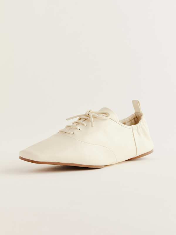 Richelieu &agrave; lacets Marie - Cuir chou &agrave; la cr&egrave;me