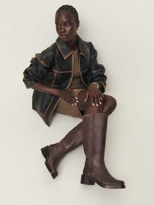 Frances Knee High Boot - Distressed Brown