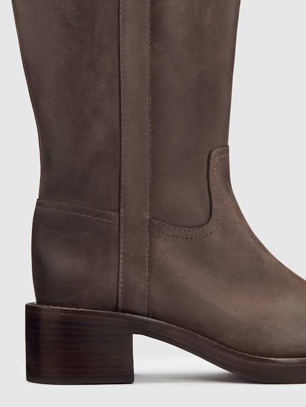 Frances Knee High Boot - Distressed Brown