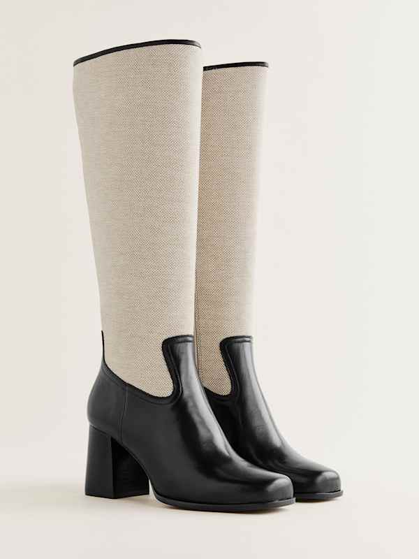 Frederique Knee High Boot - Black Oatmeal