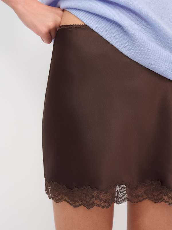 Neera Satin Skirt - Cafe