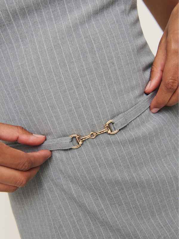 Taya Dress - Grey Pinstripe