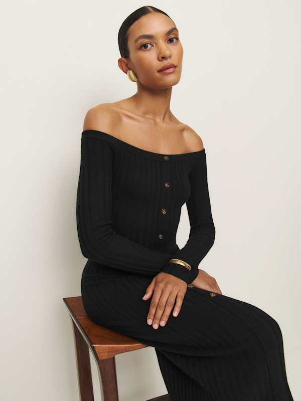 Nara Cashmere Sweater Dress - Black