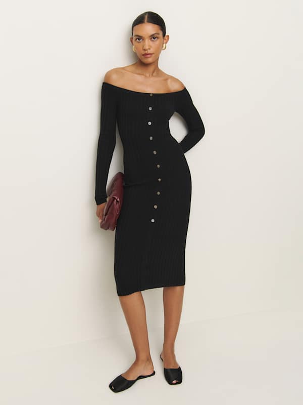 Nara Cashmere Sweater Dress - Black