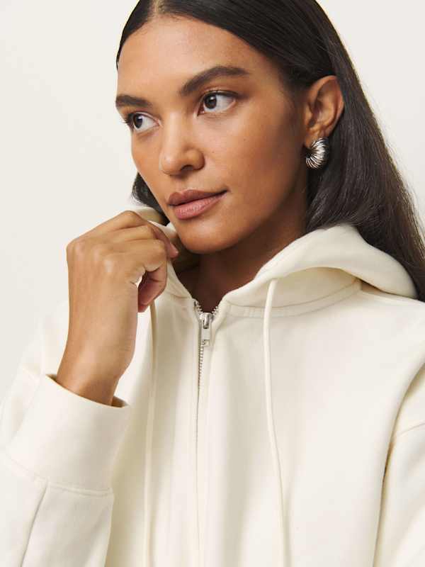 Austin Zip Up Hoodie - Fior Di Latte