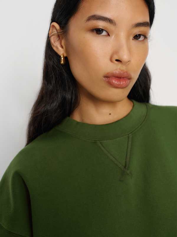 Grace Cropped Vintage Oversized Crewneck Sweatshirt - Grass