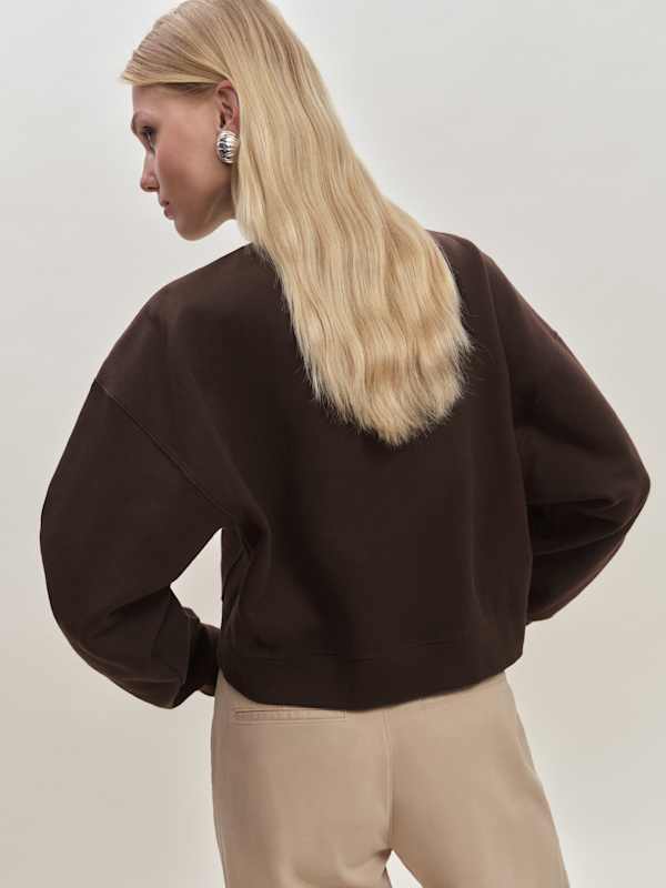 Grace Cropped Vintage Oversized Crewneck Sweatshirt - Mole