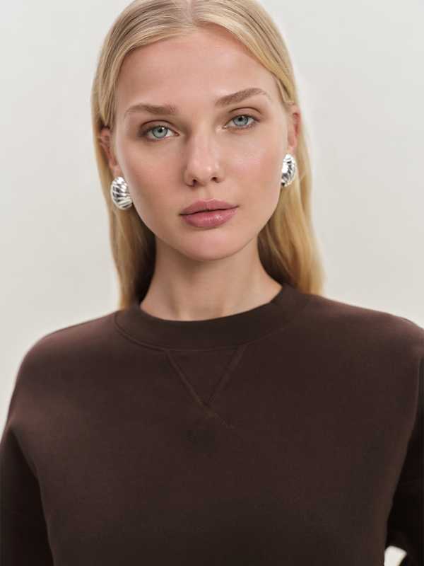 Grace Cropped Vintage Oversized Crewneck Sweatshirt - Mole