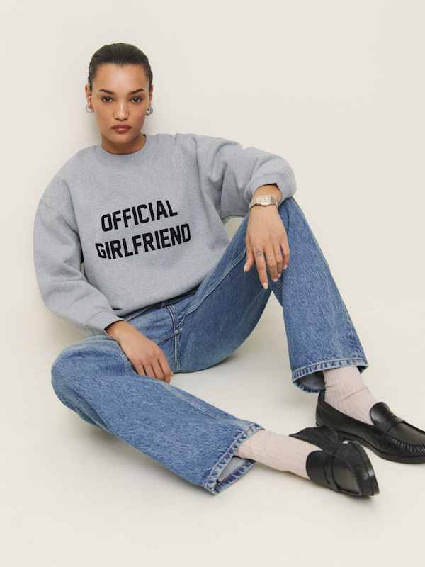 Emma Classic Crewneck Sweatshirt - Official Girlfriend Sweatshirt Heather Grey And Black