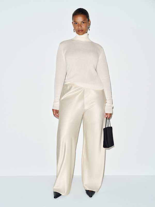 Gale Satin Mid Rise Bias Pant Es by Reformation