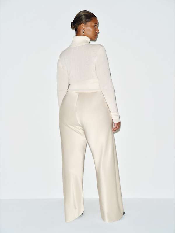 Gale Satin Mid Rise Bias Pant Es - Fior Di Latte
