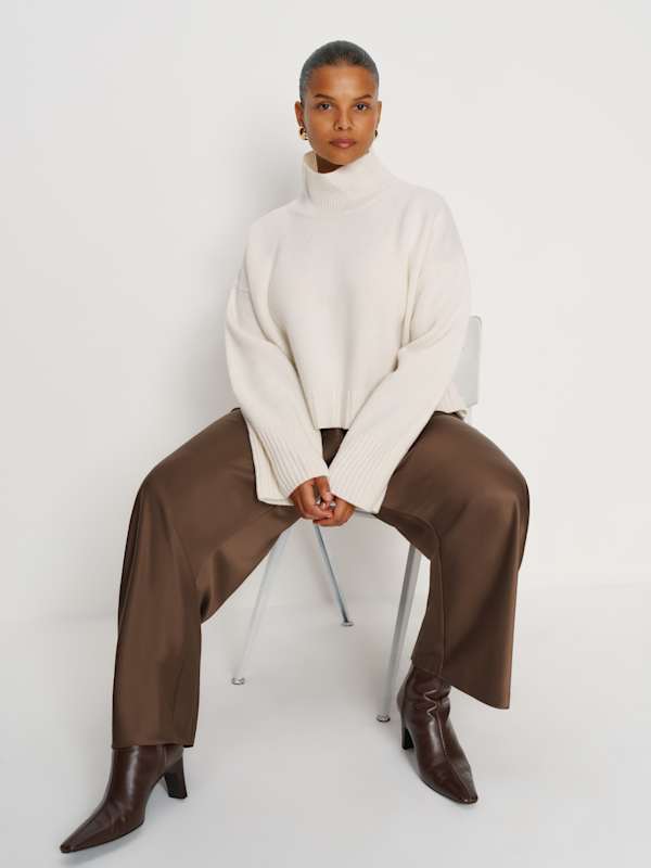 Gale Satin Mid Rise Bias Pant Es - Pinecone