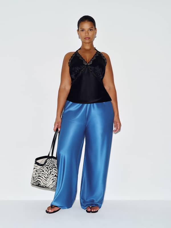 Gale Satin Mid Rise Bias Pant Es - Starry Night