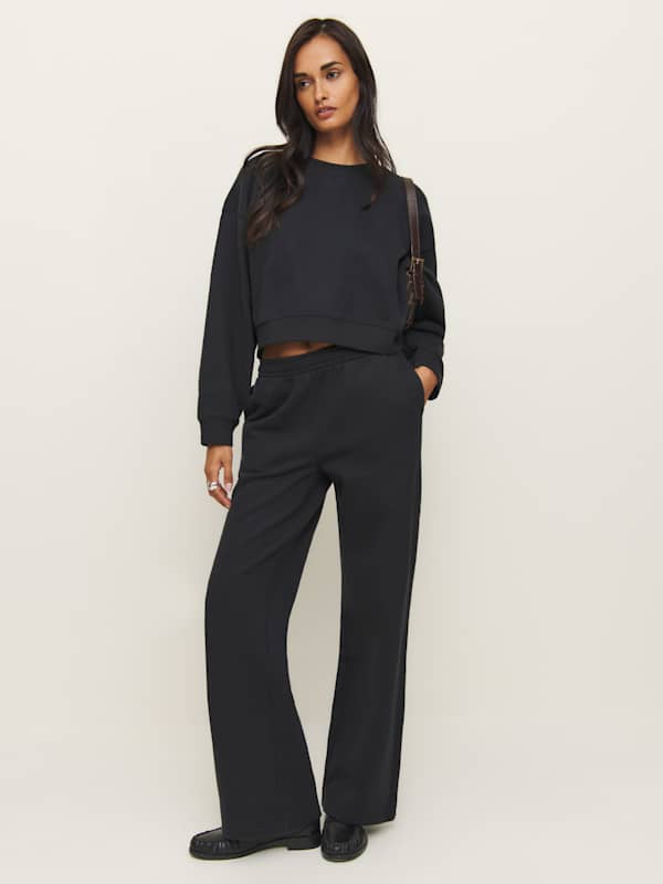 Kira Wide Leg Sweatpant - Black