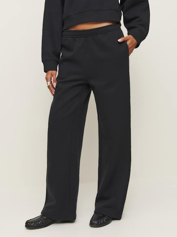 Kira Wide Leg Sweatpant - Black