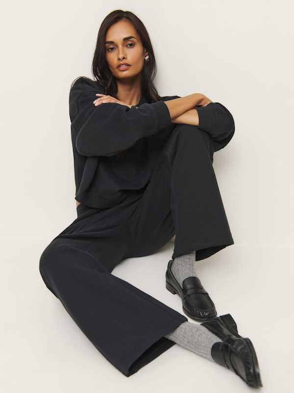 Kira Wide Leg Sweatpant - Black