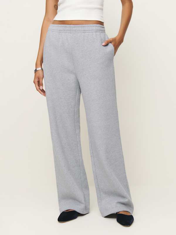 Kira Wide Leg Sweatpant - Heather Grey