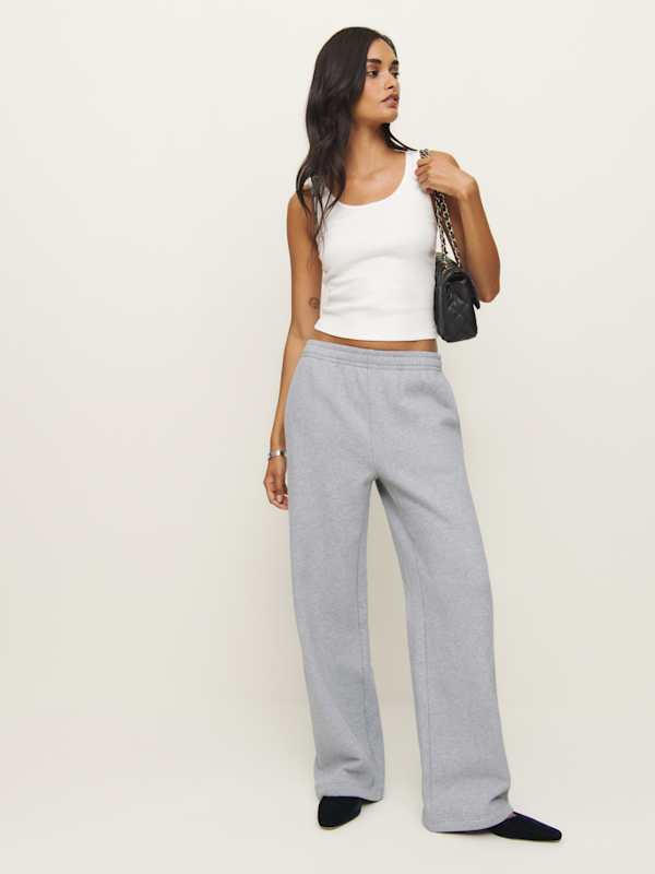 Kira Wide Leg Sweatpant - Heather Grey