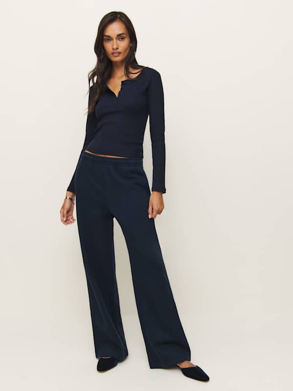 Kira Wide Leg Sweatpant - Midnight