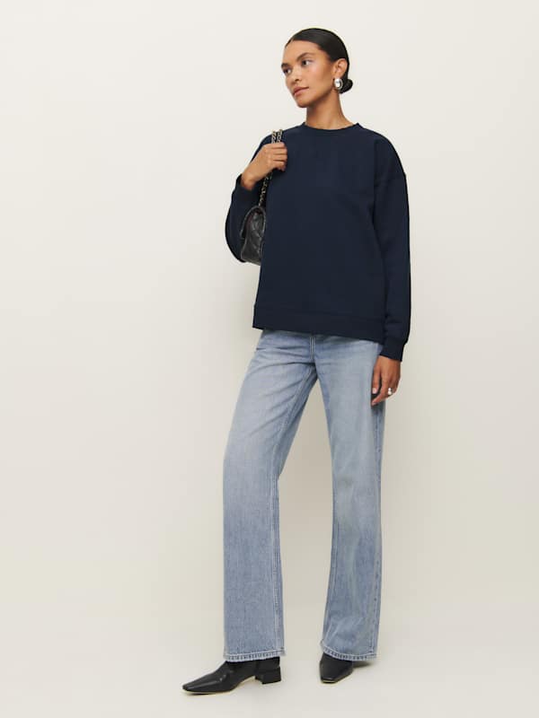 Drew Vintage Oversized Crewneck Sweatshirt - Midnight