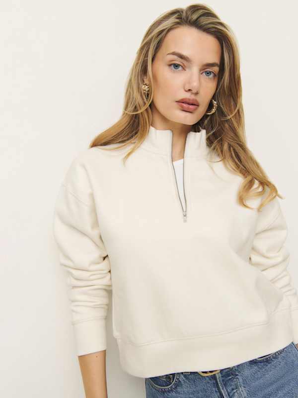 Maddie Zip Sweatshirt - Fior Di Latte