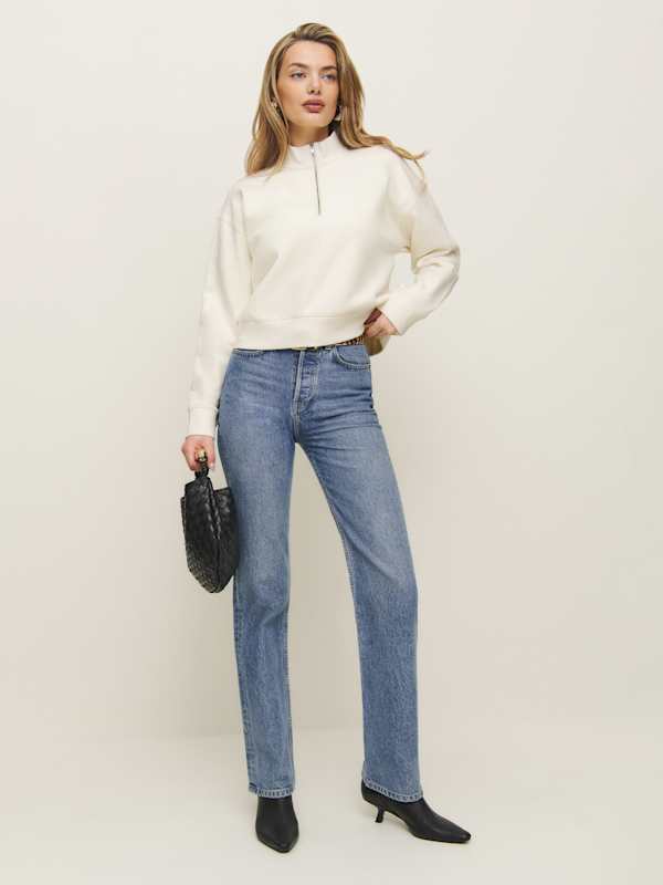 Maddie Zip Sweatshirt - Fior Di Latte