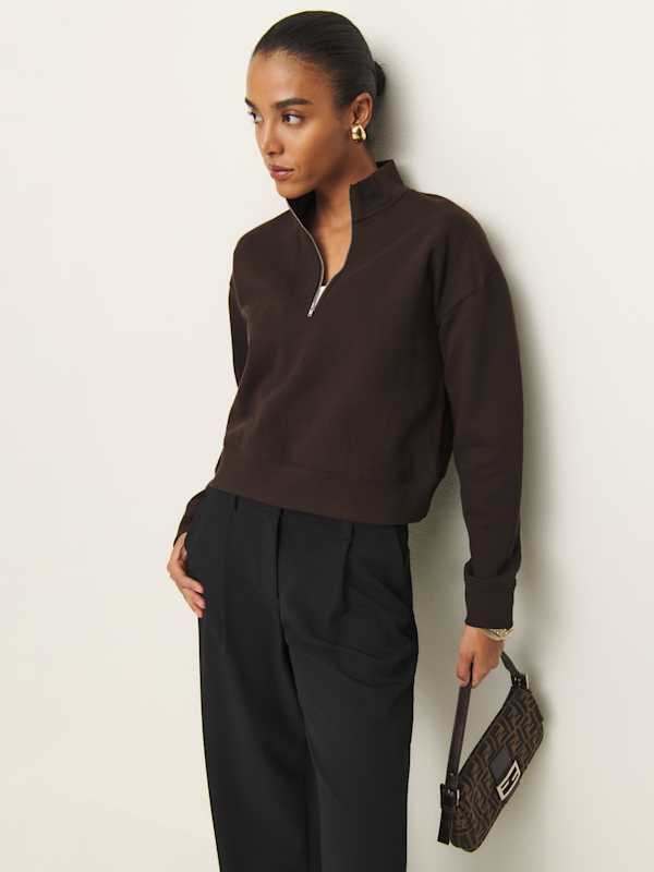 Maddie Zip Sweatshirt - Mole