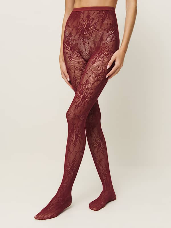 Swedish Stockings Rosa Lace Tights - Chianti