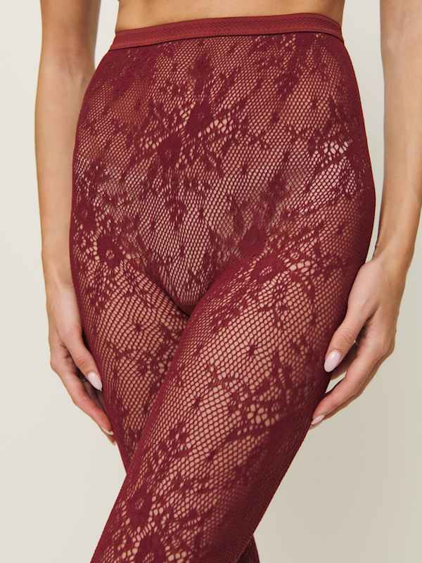Swedish Stockings Rosa Lace Tights - Chianti