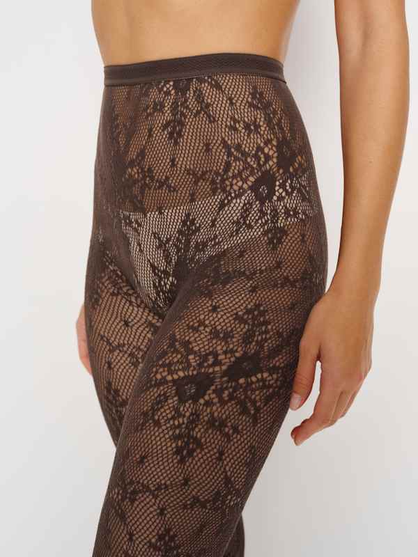 Swedish Stockings Rosa Lace Tights - Dark Brown