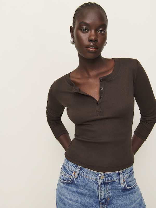 Jayden Long Sleeve Henley Tee - Mole