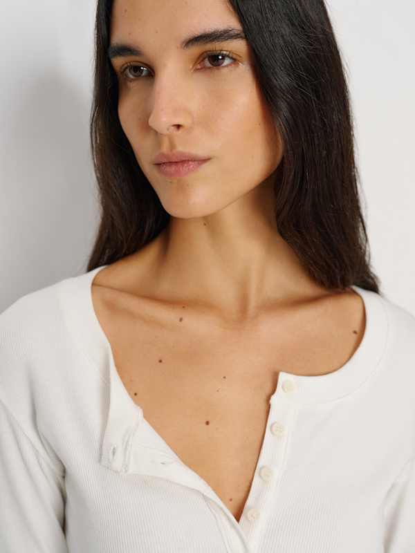 Jayden Long Sleeve Henley Tee - White