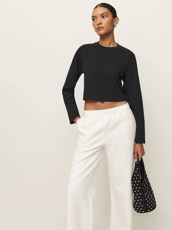 Asher Cropped Oversized Longsleeve Tee - Black