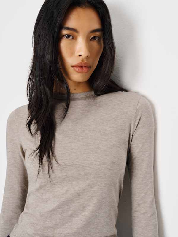 Ezra Slim Fit Long Sleeve - Heather Taupe