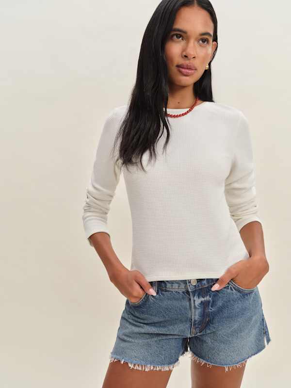 Ezra Slim Fit Long Sleeve - White Waffle