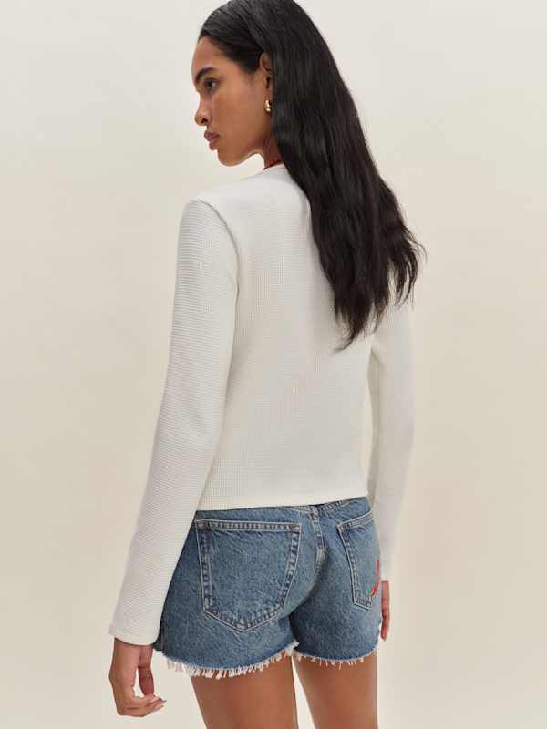 Ezra Slim Fit Long Sleeve - White Waffle