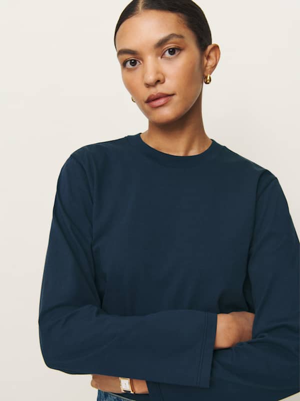 Asher Oversized Long Sleeve Tee - Midnight