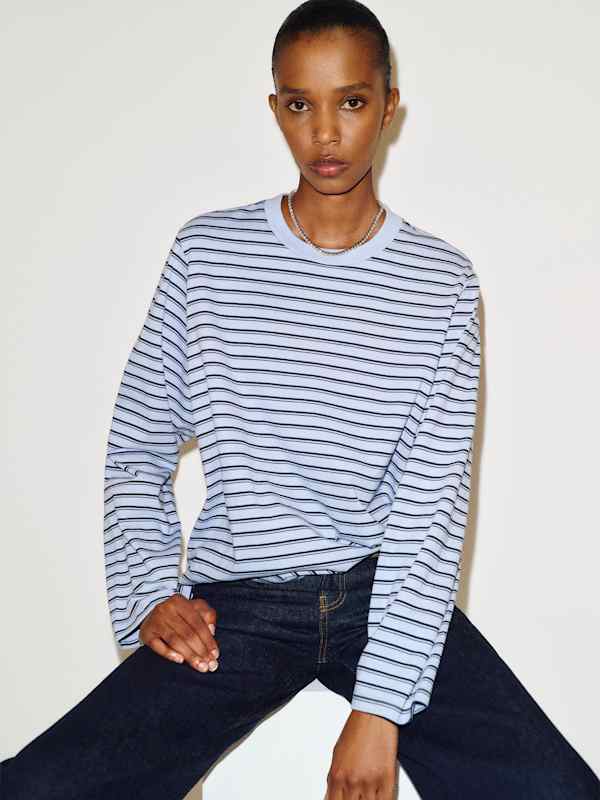 Asher Oversized Long Sleeve Tee - Monterey Stripe